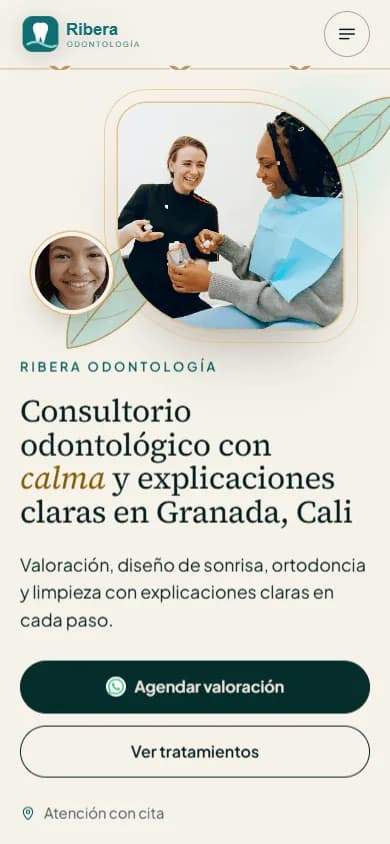 Portada en celular de una web de ejemplo para Salud y consultorios, diseño «Consulta natural»